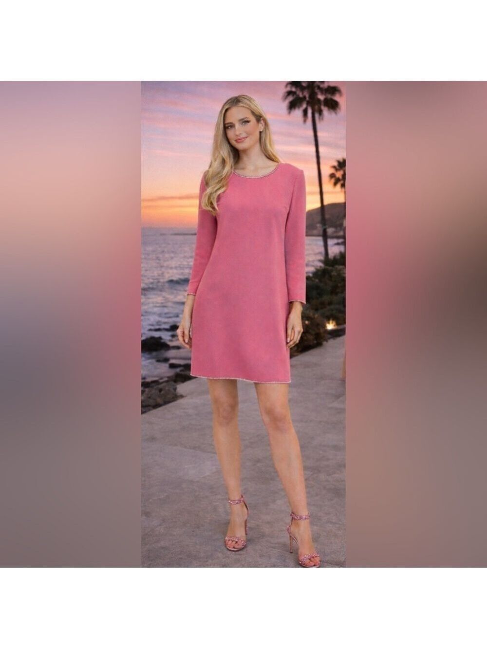NWT ERMANNO SCERVINO Pink Dress with Silver Embellishments Size 6